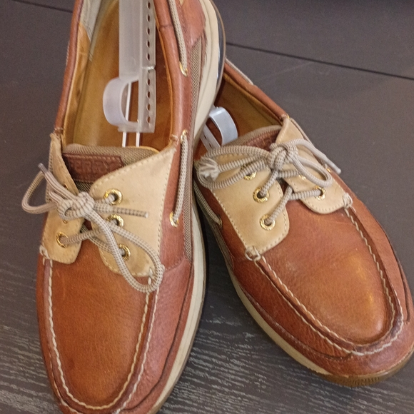 Sperry GOLD CUP Men's 10.5M Leather Boat Shoes Brown and Cream